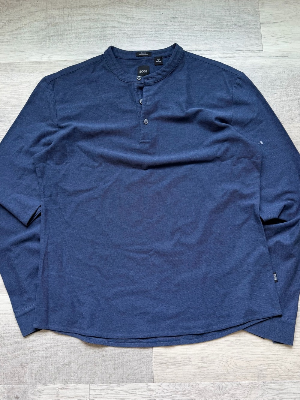 Hugo Boss Navy Long-Sleeve Henley Shirt